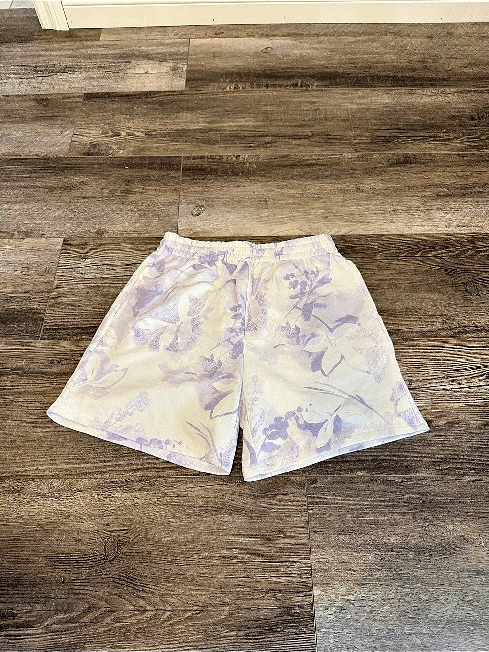 Lazypants Nova Lavender Floral Print Shorts White & Purple